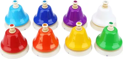 Obrázek produktu pro Ruční zvonky, 8,4 x 7,9 cm, 8 kusů/sada Ruční zvonky C dur, nástrojová hračka pro hraní, trénink, učení, učebna