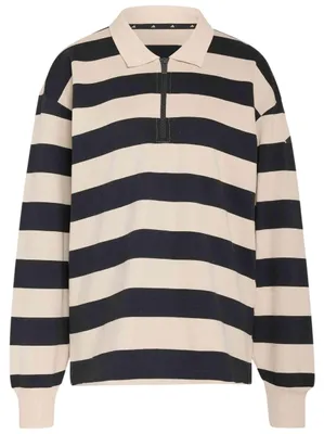 Imagen del producto de Polo Adidas Essentials Contemporary de manga larga, confeccionado en tejido de rizo francés, color " / Lino Cristal", para mujer
