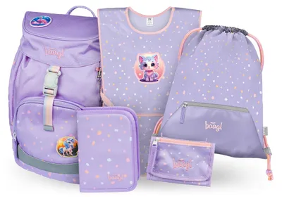 Produktbild von Baagl Schulranzen Mädchen Set 5 Teilig Airy Schulrucksack - Lieblingstiere