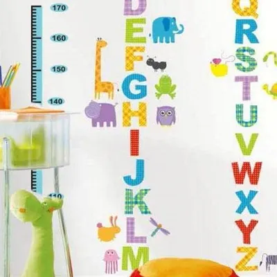 Produktbild von Wandaufkleber für Kinder-Wachstumsmesslatte mit Alphabet und Tieren