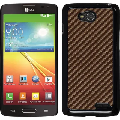 Produktbild von PhoneNatic Case kompatibel mit LG L90 - Hülle bronze Carbonoptik Hard-case + 2 Schutzfolien