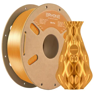 Produktbild von Silk PLA Filament - 3D Drucker Filament - 1,75 mm Durchmesser - ±0,03 mm Toleranz - seiden Glanz Oberfläche - Silk Gold 1kg