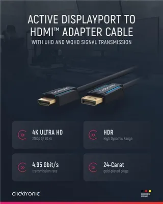 Produktbild von Aktives DisplayPort™-auf-HDMI™-Adapterkabel, 4K/60Hz. Kabellänge 10 m