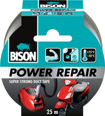 Obrázok produktu pre Bison Duct Tape Power Repair, sivá – 25 metrov – mimoriadne pevná a vodovzdorná