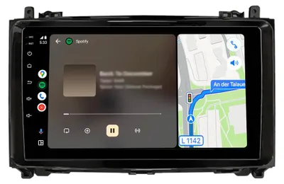Zdjęcie produktu dla Radio samochodowe do Mercedes-Benz klasy A/B/V (W169, W245, W639), Sprinter (W906), Vito/Viano – CarPlay, Android Auto, nawigacja GPS, Wi-Fi, Bluetooth, DAB+RDS, SWC, 9 cali, 2+64 GB