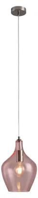 Produktbild von LA BURBUJA Pendelleuchte Ø22CM Mattes Nickel, Rosé Glas – Elegante 1-flammige E27 Hängelampe für Wohn- & Mädchenzimmer