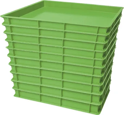 Produktbild von Set 10 x Pizzateigbox Teigbehälter Stapelbox Teigbox Pizzabox, grün, 600x400x100mm