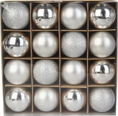 Obrázok produktu pre Christbaumkugeln 16 Stück silber - ca. 6 cm