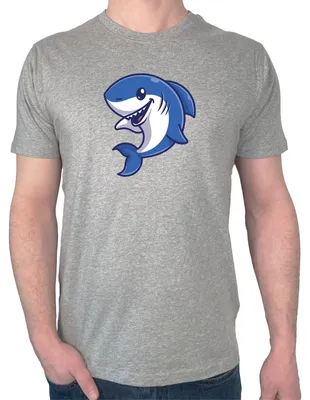 Produktbild von Huuraa Herren T-Shirt Hai Comic S Sport Grey Bio Baumwolle Fairtrade Herrenshirt Geschenkidee