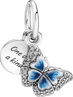 Produktbild von Pandora 790757C01 Charm Dangle Blue Butterfly and Quote Sterling Silber 925