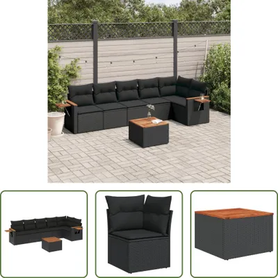 Produktbild von The Living Store 7-tlg. Garten-Sofagarnitur mit Kissen Schwarz Poly Rattan