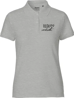 Produktbild von Huuraa Damen Polo Shirt Fulda verliebt M Sport Grey Bio Baumwolle Fairtrade Poloshirt Geschenkidee