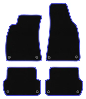 Produktbild von Velours-Fußmatten für Audi A4 B6 2001-2004 (Limousine/Kombi/Avant) – 4-tlg, Schwarz/Blau, passgenau – Wielganizator CARLUX