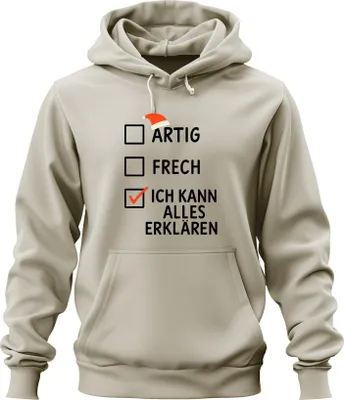 Produktbild von Artig Frech Ich kann alles erklären Lustig Weihnachtsmann Hoodie Kapuzenpullover, Natur, S