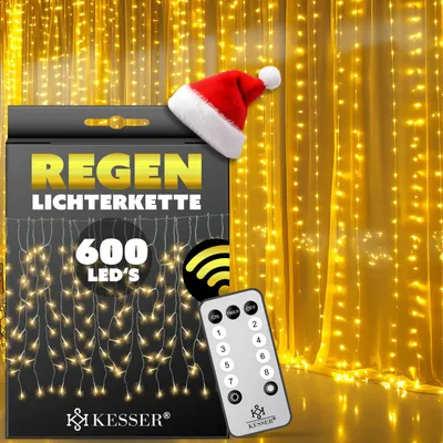 Produktbild von KESSER® Regenlichterkette Lichterkette inkl Fernbedienung - 8 Leuchteffekte - Timer - In- & Outdoor Regenkette Deko Weihnachtsbeleuchtung Party