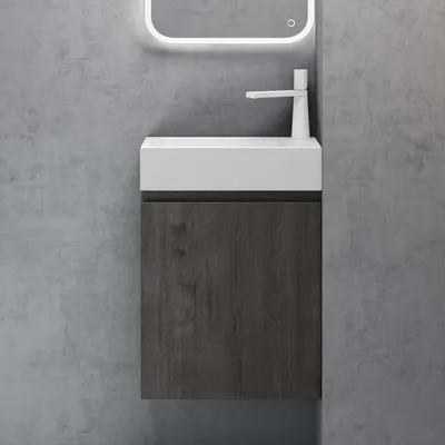 Produktbild von doporro Badmöbelset Waschbecken-Unterschrank für Gäste-WC 46cm in Grau-braun Design Waschplatz Wandmontage Pisa 02