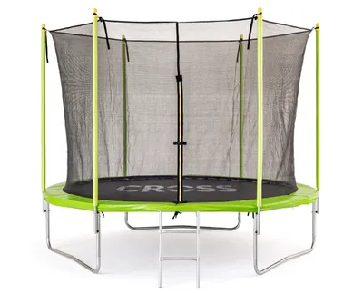 Zdjęcie produktu dla Trampolina CROSS z siatką, zielono-czarna, 306x306x250cm