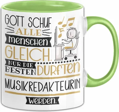 Produktbild von Musikredakteurin Geschenk Becher Tasse Gott Schuf Alle Menschen Gleich Nur Die Besten Durfeten Musikredakteurin Werden Geschenkidee Lustig (Grün)