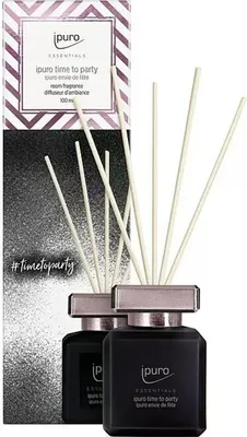 Zdjęcie produktu dla ipuro ESSENTIALS time for party, Butelka na perfumy, Dyfuzor z zapachem trzcinowym, 0,1 l