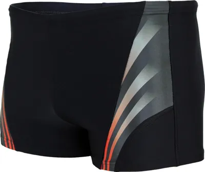 Produktbild von Aquarti Herren Kurze Badehose mit Streifen, Farbe: Schwarz / Rot, Größe: L