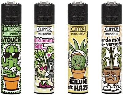 Produktbild von Clipper Feuerzeuge 4er Set Zimmerpflanzen