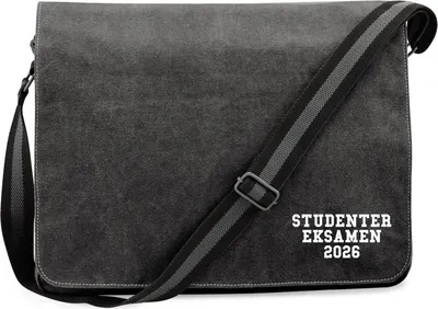 Produktbild von Huuraa Umhängetasche Studentereksamen 2026 Abschluss Dänemark 14 Liter Black Canvas Laptoptasche Geschenkidee