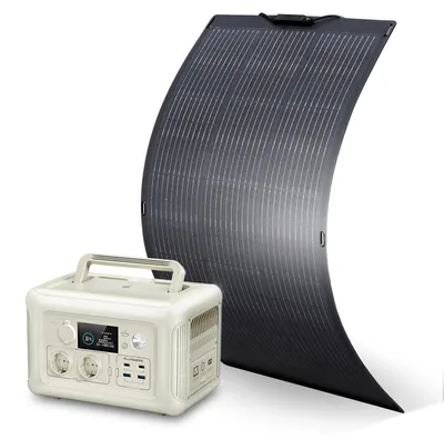 Immagine prodotto di Centralina di alimentazione - Generatore - Gruppo elettrogeno - Power bank - Portatile - 600W - con pannello solare monocristallino da 100W