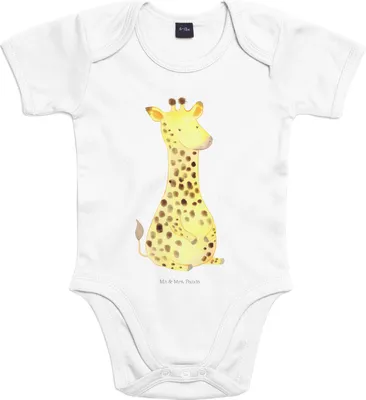 Produktbild von Mr. & Mrs. Panda Einteiler Giraffe Zufrieden 12. - 18. Monat - Heather Grey - Geschenk, Kurzarmbody, Afrika, Glück, Abenteuer, babykleidung body, Strampler Baby