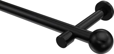 Produktbild von Interdeco Gardinenstange / Vorhangstange Schwarz, Typ Prestige Luino (Kugel) ohne Ringe, 20 mm Ø 1-läufig, 120 cm