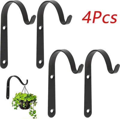 Imagen del producto de 4 soportes metálicos para colgar plantas en la pared, ideales para jardines, comedores de pájaros y macetas decorativas