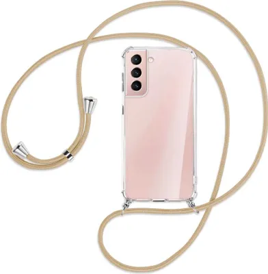 Produktbild von Handykette Backcover-Schutzhülle mit Band (Metall silberfarben) für Samsung Galaxy S21 Plus 5G - caramel