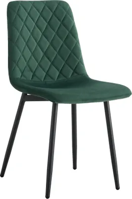 A single green chair with a diamond pattern on the seat and back, on a white background.