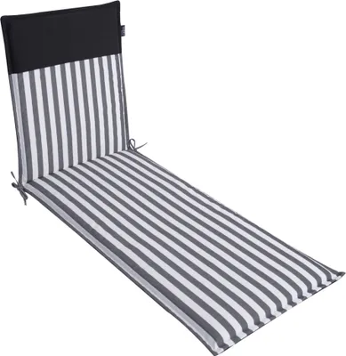 Produktbild von LILENO HOME Sonnenliege Auflage als [1er Set - Rollliege] in Streifen Schwarz - Uni Schwarz - Gartenliegen Auflage perfekt für Strandliege - Polster Auflage für Gartenliege (190x60x5cm) MALT