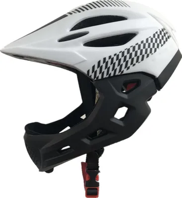Immagine prodotto di Casco da ciclismo per bambini a 16 fori, traspirante, con mentoniera rimovibile, integrale, per la sicurezza in bicicletta, con luce posteriore, bianco/nero_ 1 s