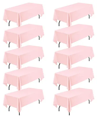 Immagine prodotto di Tovaglia rettangolare, 152,4 x 253,9 cm, rosa, confezione da 10, in poliestere, adatta per tavoli da 1,8 metri