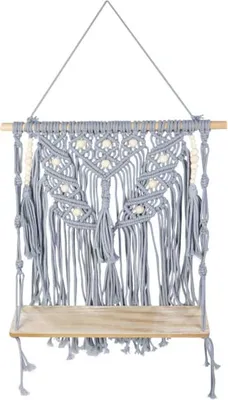 Produktbild von Hängeregal Makramee - grau/braun - ca. 50 x 60 x 83 cm