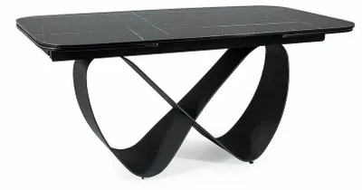 Produktbild von Esstisch Säulentisch Finity Ceramic 160-240x90x75cm Farbe wählbar ausziehbarschwarz Marmor matt / schwarz matt