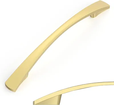 Imagen del producto de Tiradores para muebles, color dorado cepillado, 128 mm, paquete de 10 unidades, para armarios y cajones