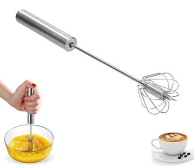Image de Fouet à neige semi-automatique - En acier inoxydable - Pour battre et émulsionner - 35 cm