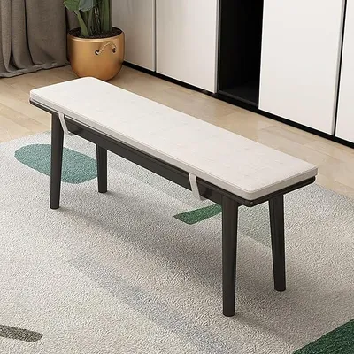Imagen del producto de Bancos para mesas de comedor, bancos sin respaldo, estantería de madera para zapatos con asiento acolchado, zapatero para pasillo/comedor/entrada/dormitorio (, 140 cm)