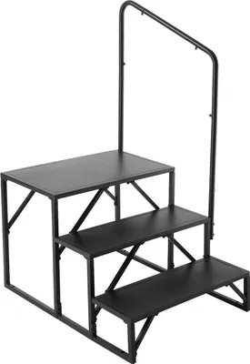 Produktbild von Wohnmobil-Stufen, 3-stufige Wohnmobil-Treppe, 200 kg Tragkraft, Verdickter Kohlenstoffstahl, mit Handlauf, Rutschfeste Stufen für Sicheres Ein- und Aussteigen, Geeignet für Wohnmobil, Anhänger