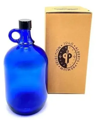 Produktbild von Glasballon Blau 2L Henkelflasche Blauglas Breitmaulflasche mit Verschluss