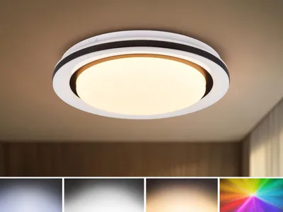 Produktbild von LED Deckenleuchte Ø 38cm Farbwechsel RGB Fernbedienung Sternenhimmel Tageslicht
