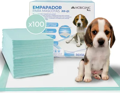 Produktbild von Mobiclinic Pets, Pack 100, Welpen unterlagen, XL, 56x56 cm, 6 Schichten, Ultraabsorbierend, Hygieneunterlage, Welpen, Tiertraining, Katzen