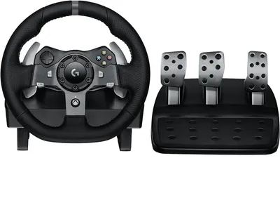 Produktbild von Logitech Gaming Rennlenkrad,ForceFeedback,900°Lenkbereich,Racing Leder-Lenkrad Gaming-Lenkrad (mit Pedale und Shifter, schalten, Gaming Konsole, 2 St