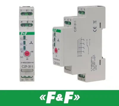 Produktbild von F&F | Phasenausfall- und Asymmetriesensor CZF-311 - Schwarz - Schutz für Elektromotor - Automatische Abschaltung