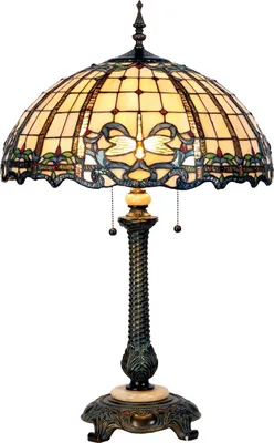 Produktbild von Clayre & Eef Tiffany Tischlampe Ø 50x80 cm Beige Blau Glas Libelle