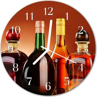 Produktbild von Glasuhr Wanduhr Küchenuhr Echt-Glas 30fi cm Spirituosen mehrfarbig