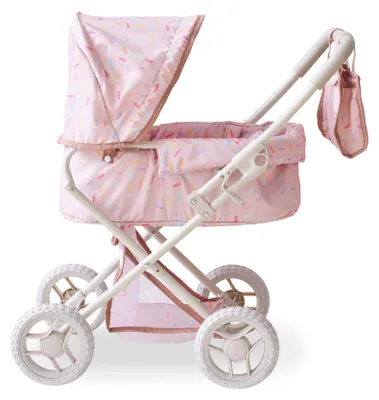 Produktbild von Teamson Kids Puppenwagen 2-in-1 Klassiker in Rosa mit Zubehör, wandelbarer Puppenbuggy für fantasievolle Rollenspiele drinnen