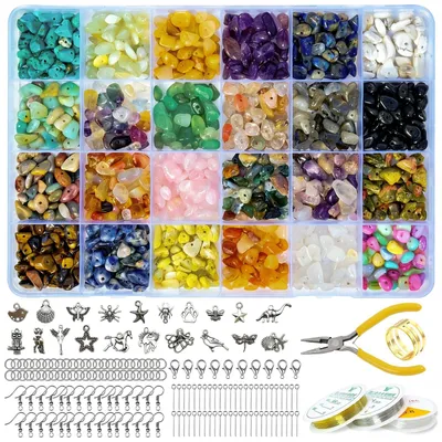 Productafbeelding van Set van 24 natuursteen kralen voor sieraden maken